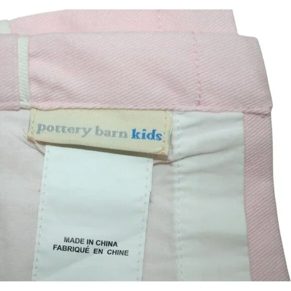 Pottery Barn Kids Girls Nursery 2 Pink Cotton Lined Valances 18x44 White Piping - Picture 7 of 8